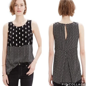 Madewell Sunbase Black Ikat Print Keyhole Top Size S